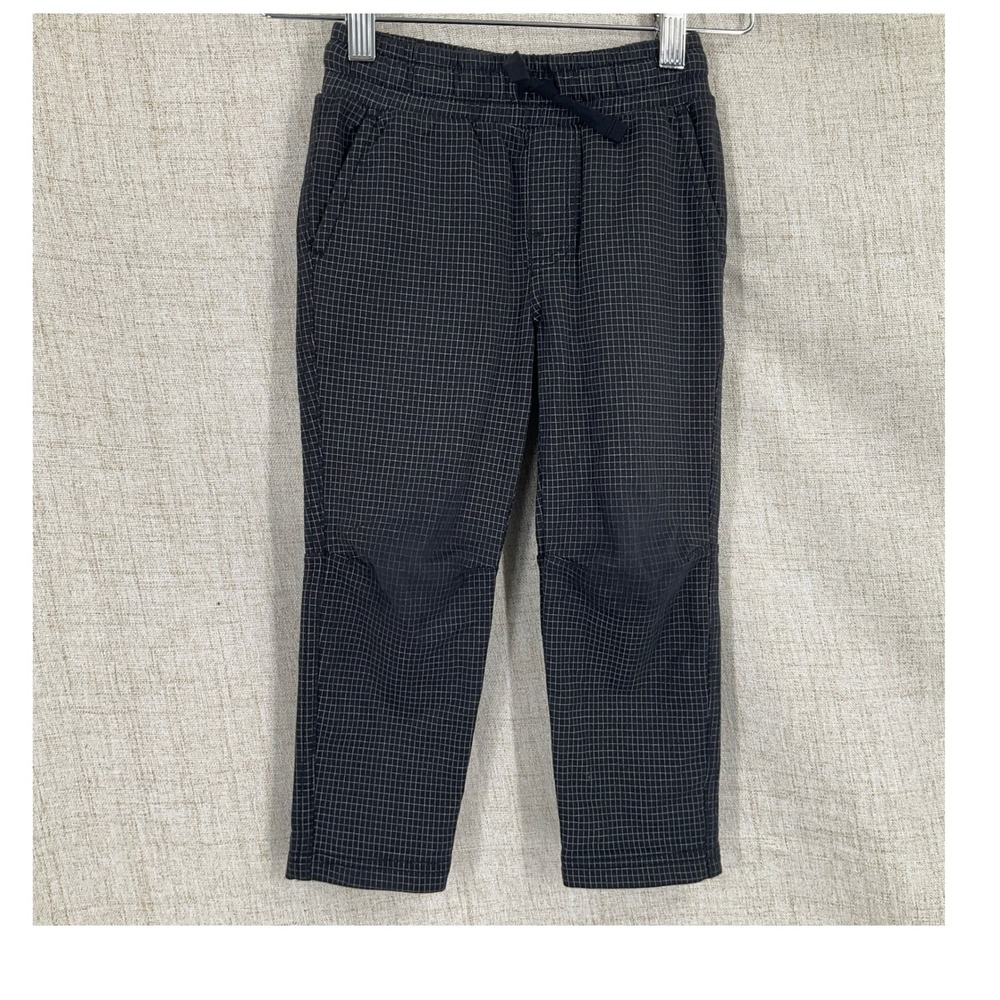 Tea Collection Jogger Pants Kids Size 3 Black Cotton Grid Reinforced Knee Preppy